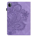 For Xiaomi Pad 5 Pro / Pad 5 Peacock Embossed Pattern TPU + PU Horizontal Flip Leather Case with Holder & Card Slots & Wallet & Sleep / Wake-up Function(Purple)