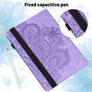For Xiaomi Pad 5 Pro / Pad 5 Peacock Embossed Pattern TPU + PU Horizontal Flip Leather Case with Holder & Card Slots & Wallet & Sleep / Wake-up Function(Purple)
