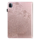 For Xiaomi Pad 5 Pro / Pad 5 Peacock Embossed Pattern TPU + PU Horizontal Flip Leather Case with Holder & Card Slots & Wallet & Sleep / Wake-up Function(Rose Gold)