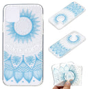 Coloured Drawing Pattern Transparent TPU Protective Case For iPhone 13 mini(Blue Flower)