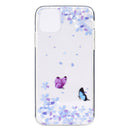 Coloured Drawing Pattern Transparent TPU Protective Case For iPhone 13(Flower Butterfly)