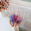Marble Pattern Glittery Powder Shockproof TPU + Acrylic Protective Case with Detachable Buttons For iPhone 13(Dark Blue)