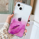 Marble Pattern Glittery Powder Shockproof TPU + Acrylic Protective Case with Detachable Buttons For iPhone 13(Purple)