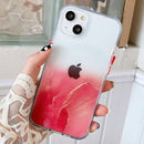 Marble Pattern Glittery Powder Shockproof TPU + Acrylic Protective Case with Detachable Buttons For iPhone 13(Red)