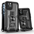 PC + TPU Shockproof Protective Case with Corkscrew Holder For iPhone 12(Transparent Black)