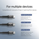 JOYROOM S-01530G9 3.5A 3 in 1 USB to Micro USB + USB-C / Type-C + 8 Pin Short Charging Cable(Black)