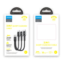 JOYROOM S-01530G9 3.5A 3 in 1 USB to Micro USB + USB-C / Type-C + 8 Pin Short Charging Cable(Black)