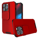 Up and Down Sliding Camera Cover Design Shockproof TPU + PC Protective Case For iPhone 13(Red)