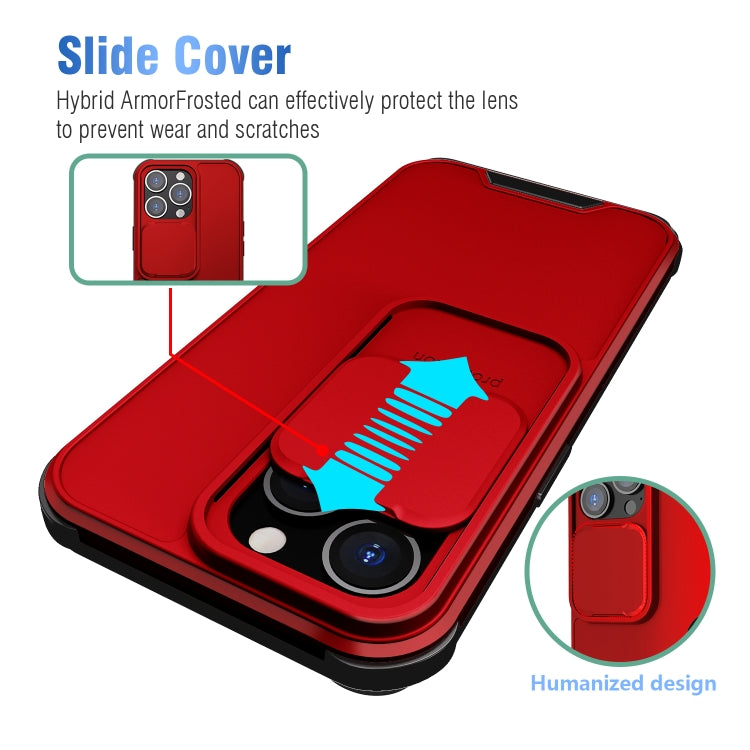 Up and Down Sliding Camera Cover Design Shockproof TPU + PC Protective Case For iPhone 13(Red)