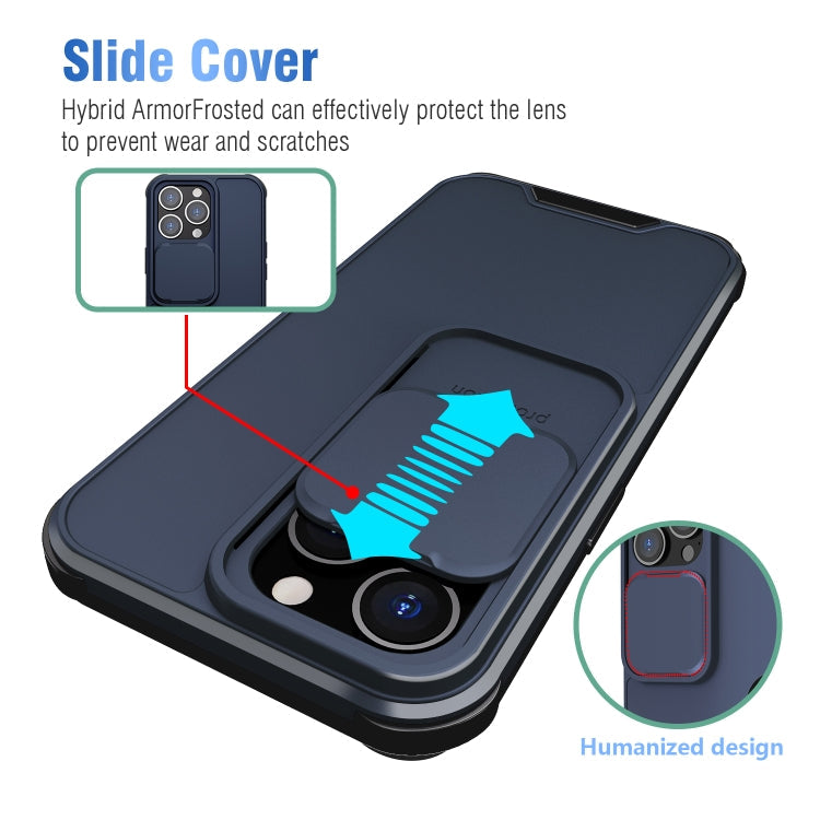 Up and Down Sliding Camera Cover Design Shockproof TPU + PC Protective Case For iPhone 13(Blue)