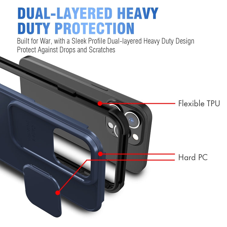Up and Down Sliding Camera Cover Design Shockproof TPU + PC Protective Case For iPhone 13(Blue)