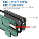 Up and Down Sliding Camera Cover Design Shockproof TPU + PC Protective Case For iPhone 13(Dark Green)