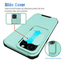 Up and Down Sliding Camera Cover Design Shockproof TPU + PC Protective Case For iPhone 13 Pro(Mint Green)