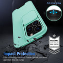 Up and Down Sliding Camera Cover Design Shockproof TPU + PC Protective Case For iPhone 13 Pro Max(Mint Green)