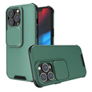 Up and Down Sliding Camera Cover Design Shockproof TPU + PC Protective Case For iPhone 13 Pro Max(Dark Green)