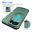 Up and Down Sliding Camera Cover Design Shockproof TPU + PC Protective Case For iPhone 13 Pro Max(Dark Green)