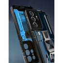 PC + TPU Shockproof Protective Case with Corkscrew Holder For Samsung Galaxy S21 Ultra 5G(Transparent Black)