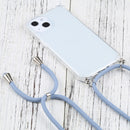 For iPhone 13 Four-corner Shockproof Transparent TPU Protective Case with Lanyard(Blue Grey)