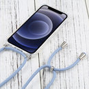 For iPhone 13 Four-corner Shockproof Transparent TPU Protective Case with Lanyard(Blue Grey)