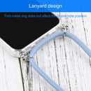 For iPhone 13 Four-corner Shockproof Transparent TPU Protective Case with Lanyard(Blue Grey)