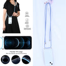 For iPhone 13 Four-corner Shockproof Transparent TPU Protective Case with Lanyard(Blue Grey)
