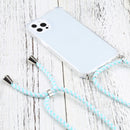 Four-corner Shockproof Transparent TPU Protective Case with Lanyard For iPhone 13 Pro(Mint Green White)