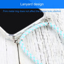 Four-corner Shockproof Transparent TPU Protective Case with Lanyard For iPhone 13 Pro(Mint Green White)