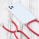 Four-corner Shockproof Transparent TPU Protective Case with Lanyard For iPhone 13 Pro(Red)