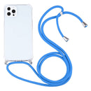 Four-corner Shockproof Transparent TPU Protective Case with Lanyard For iPhone 13 Pro(Blue)