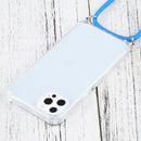 Four-corner Shockproof Transparent TPU Protective Case with Lanyard For iPhone 13 Pro(Blue)