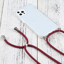 Four-corner Shockproof Transparent TPU Protective Case with Lanyard For iPhone 13 Pro(Wine Red)