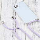 Four-corner Shockproof Transparent TPU Protective Case with Lanyard For iPhone 13 Pro(Light Purple)