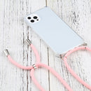 Four-corner Shockproof Transparent TPU Protective Case with Lanyard For iPhone 13 Pro(Pink)