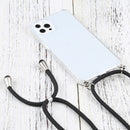 Four-corner Shockproof Transparent TPU Protective Case with Lanyard For iPhone 13 Pro(Black)