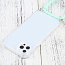 Four-corner Shockproof Transparent TPU Protective Case with Lanyard For iPhone 13 Pro(Mint Green)
