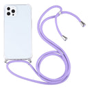 Four-corner Shockproof Transparent TPU Protective Case with Lanyard For iPhone 13 Pro(Purple)