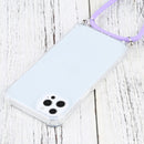 Four-corner Shockproof Transparent TPU Protective Case with Lanyard For iPhone 13 Pro(Purple)