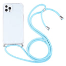 Four-corner Shockproof Transparent TPU Protective Case with Lanyard For iPhone 13 Pro(Lake Blue)