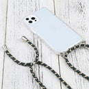 Four-corner Shockproof Transparent TPU Protective Case with Lanyard For iPhone 13 Pro(Black Green Gold)