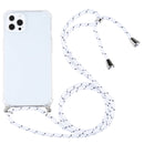 Four-corner Shockproof Transparent TPU Protective Case with Lanyard For iPhone 13 Pro(White Thick Black)