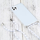 Four-corner Shockproof Transparent TPU Protective Case with Lanyard For iPhone 13 Pro(White Thick Black)