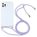 Four-corner Shockproof Transparent TPU Protective Case with Lanyard For iPhone 13 Pro(Purple Blue)