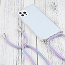Four-corner Shockproof Transparent TPU Protective Case with Lanyard For iPhone 13 Pro(Purple Blue)