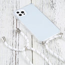 Four-corner Shockproof Transparent TPU Protective Case with Lanyard For iPhone 13 Pro(White Thin Black)