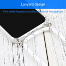 Four-corner Shockproof Transparent TPU Protective Case with Lanyard For iPhone 13 Pro(White Thin Black)