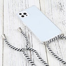 Four-corner Shockproof Transparent TPU Protective Case with Lanyard For iPhone 13 Pro(Black White)