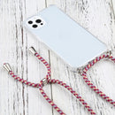 Four-corner Shockproof Transparent TPU Protective Case with Lanyard For iPhone 13 Pro(Red Grey Yellow)