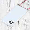 Four-corner Shockproof Transparent TPU Protective Case with Lanyard For iPhone 13 Pro(Red Grey Yellow)