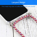 Four-corner Shockproof Transparent TPU Protective Case with Lanyard For iPhone 13 Pro(Red Grey Yellow)