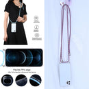 Four-corner Shockproof Transparent TPU Protective Case with Lanyard For iPhone 13 Pro(Red Grey Yellow)